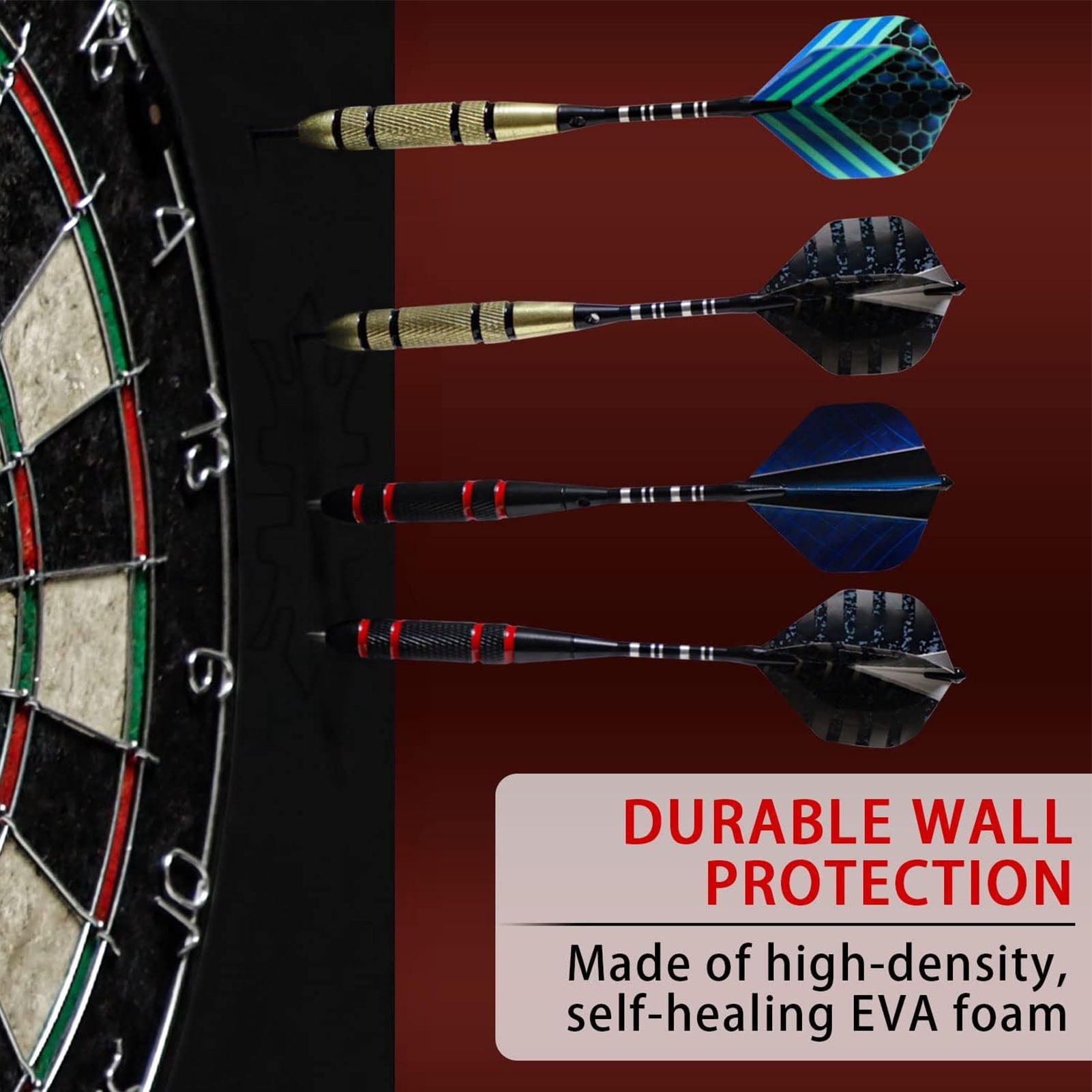 BIMZUC Splicing Octagonal Dart Board Wall Protector Heavy Duty EVA Dartboard Surround Backboard Multi Piece Protection for Bristle Dart Boards Black/Gray 28 x 28 Inches / 71 x 71 cm