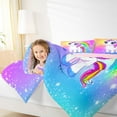 thumbnail image 4 of Homewish Cute Cartoon Unicorn Bedding Comforter Set,Colorful Rainbow Twin Comforter Sets,Starry Night Bedding Set For Girls Kids,Microfiber Bedroom Decor Reversible,2 Pieces, 4 of 8