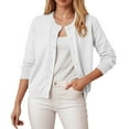 thumbnail image 2 of idosla Women's Cardigan Sweaters Lightweight Crew Neck Button Down Long Sleeve Fall Fashion Outfits 2025 (White, M), 2 of 9