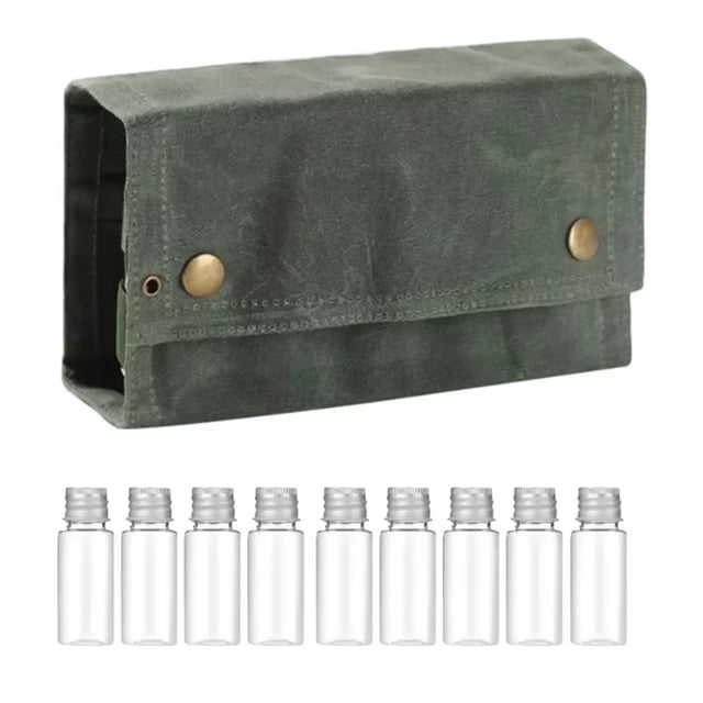 Bolsa de Almacenamiento de para Acampar Al Aire Libre con 9 Frascos - Juego de Contenedores de Condimentos para Picnic y Barbacoa