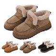 thumbnail image 2 of LIJCC Women's Winter Shoes Flat Insulated Fluffy Trendy Buckle Slip on Ankle Low Heel Cute Suede Work Office Snow Boots Warm Faux Fur Lined Ankle Booties Plush Slip On Outdoor Shoes, 2 of 7