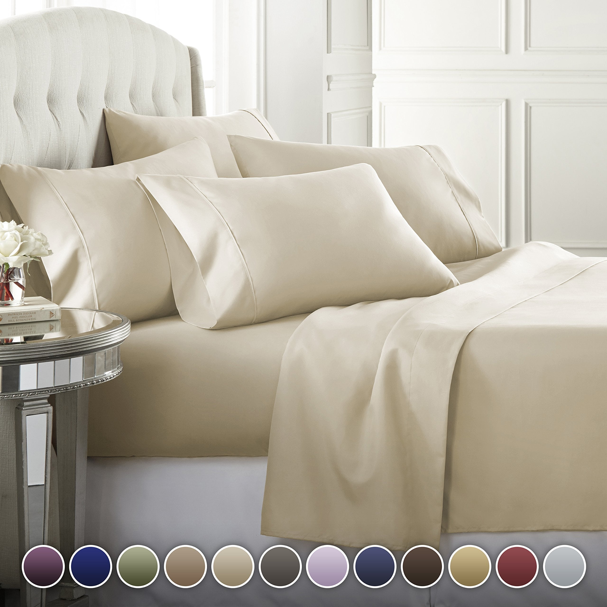 Details about   LUXURIOUS Solid Bed Sheet Set 100% Egyptian Cotton Queen/King Sizes 15"-18" Deep 