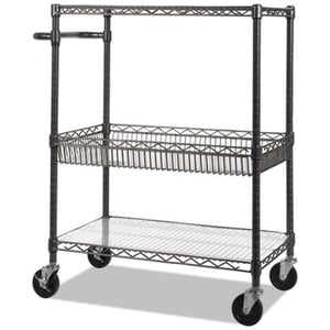 Alera Three-tier Wire Rolling Cart 28wx16dx39h Black Anthracite Sw342416ba for sale online 