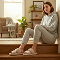 thumbnail image 2 of cosyone1997 Women's Fuzzy Open Toe Memory Foam Slippers Indoor Outdoor House Shoes, 2 of 9
