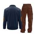 thumbnail image 2 of guisaled Men's Corduroy Tracksuit Outfit Quarter Button Stand Collar Long Sleeve Sweatshirts And Pants Casual Sweatsuit 2 Piece Set, 2 of 6