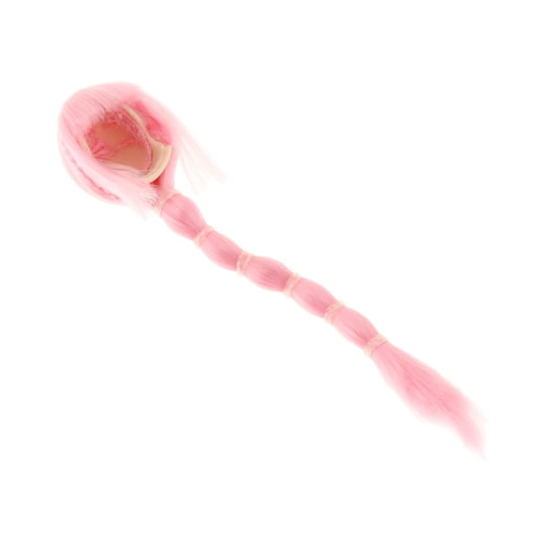 Peluca de pelo femenino a escala 1:6 para vestir, duradera, para muñeca de 12 pulgadas Trenza Rosa