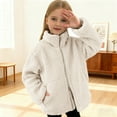 thumbnail image 2 of FINALGANG Girls Kids Plush Coat Winter Thermal Loose Fit Jacket Long Sleeve Zipper Stand Collar Coat For Cold Weather Cute Outerwear, 2 of 6