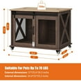 thumbnail image 5 of AOILE Dog Crate Furniture with Sliding Barn Door, Flip Top Dog Crate End Table with Wheels, Indoor Dog Kennel Furniture with Removable Divider, Dog House with Wheels, 5 of 8