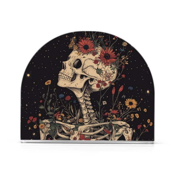 Yayeee Napkin Holder for Table Kitchen Paper Tissue Organization, Skeleton with Flowers Pattern