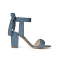 thumbnail image 3 of BLISSFUL STEP Women's Sandals Ankle Tie Back Open Toe Block Heels Haze Blue 12, 3 of 7