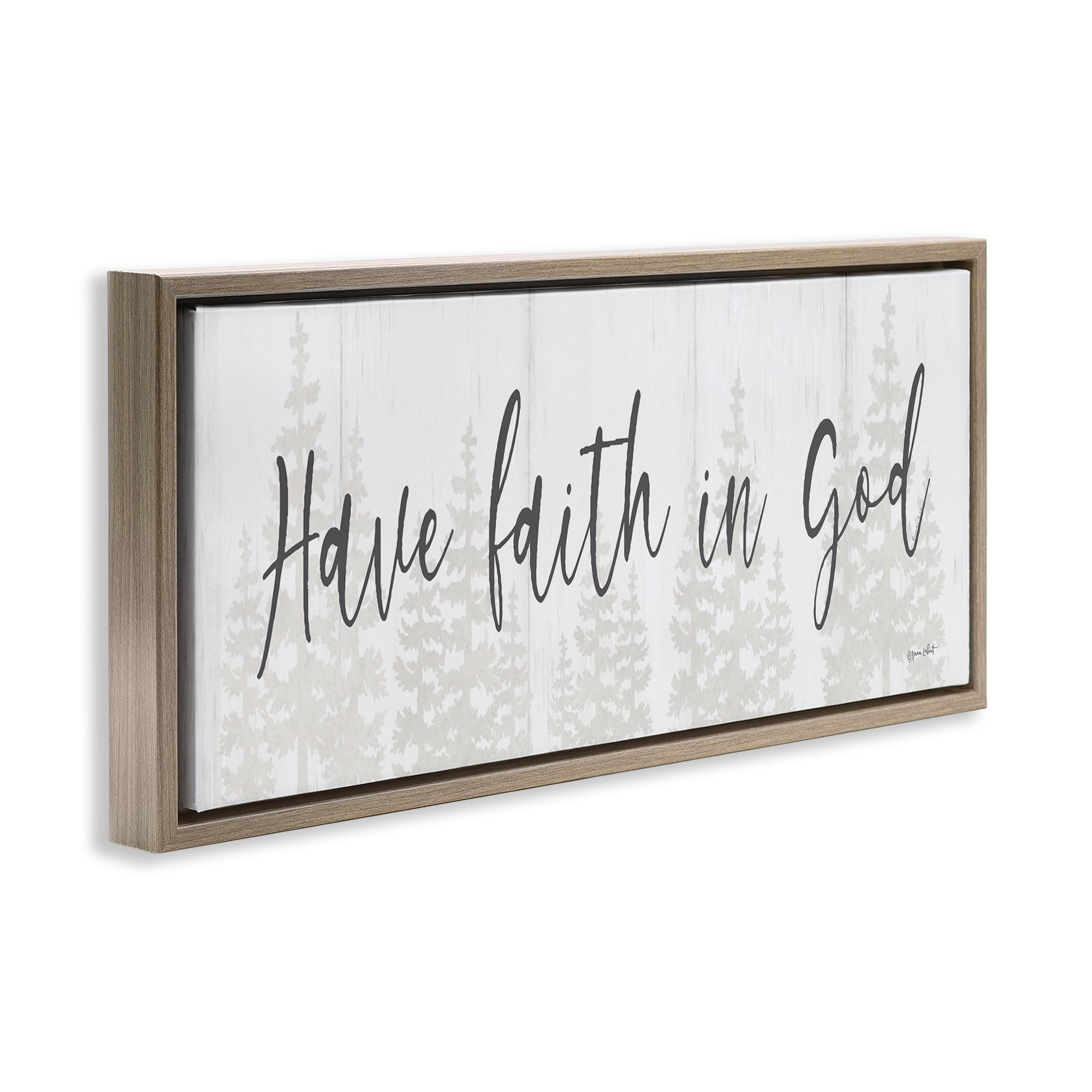 Stupell Industries Faith In God Phrase Religious Painting Brown Floater Framed Art Print Wall Art, 25 x 11