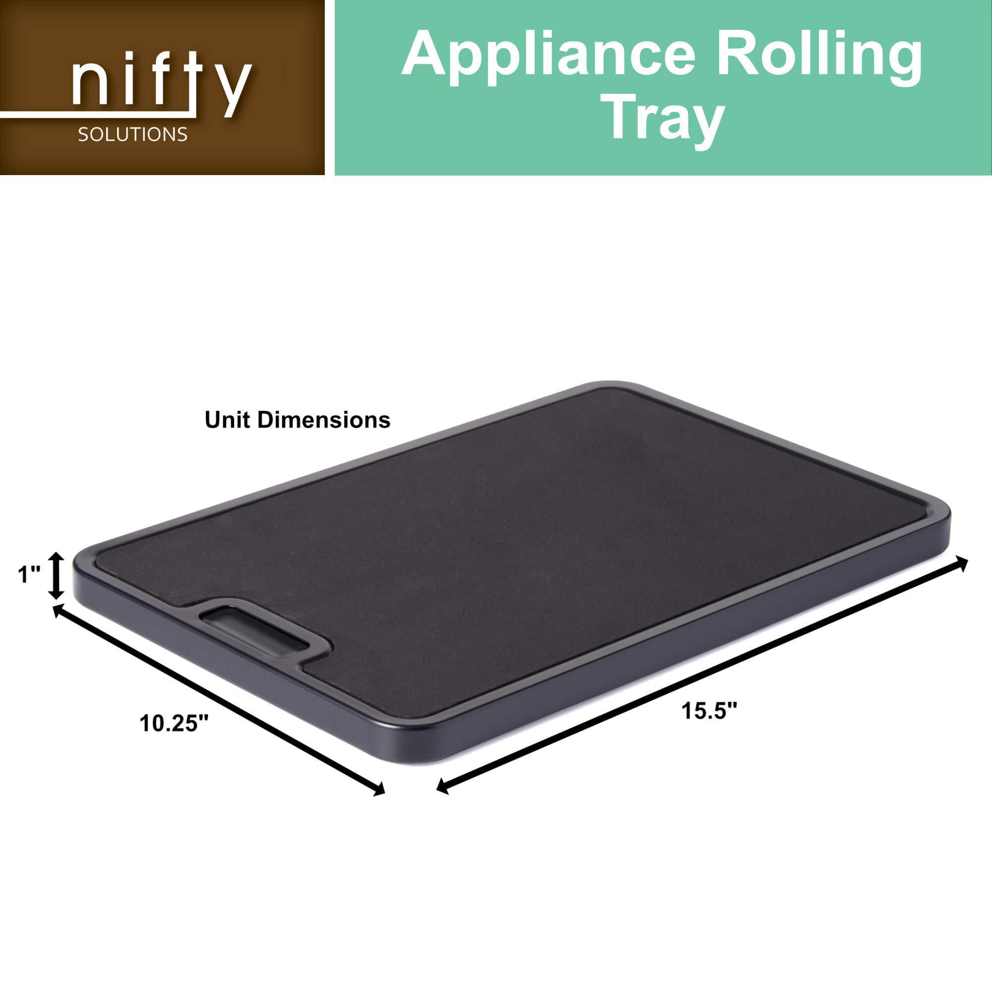Nifty Large Appliance Rolling Tray, Black – Kitchen Caddy Sliding Tray,  Integrated Rolling System, Non-Slip Pad Top, Sliding Tray for Coffee Maker