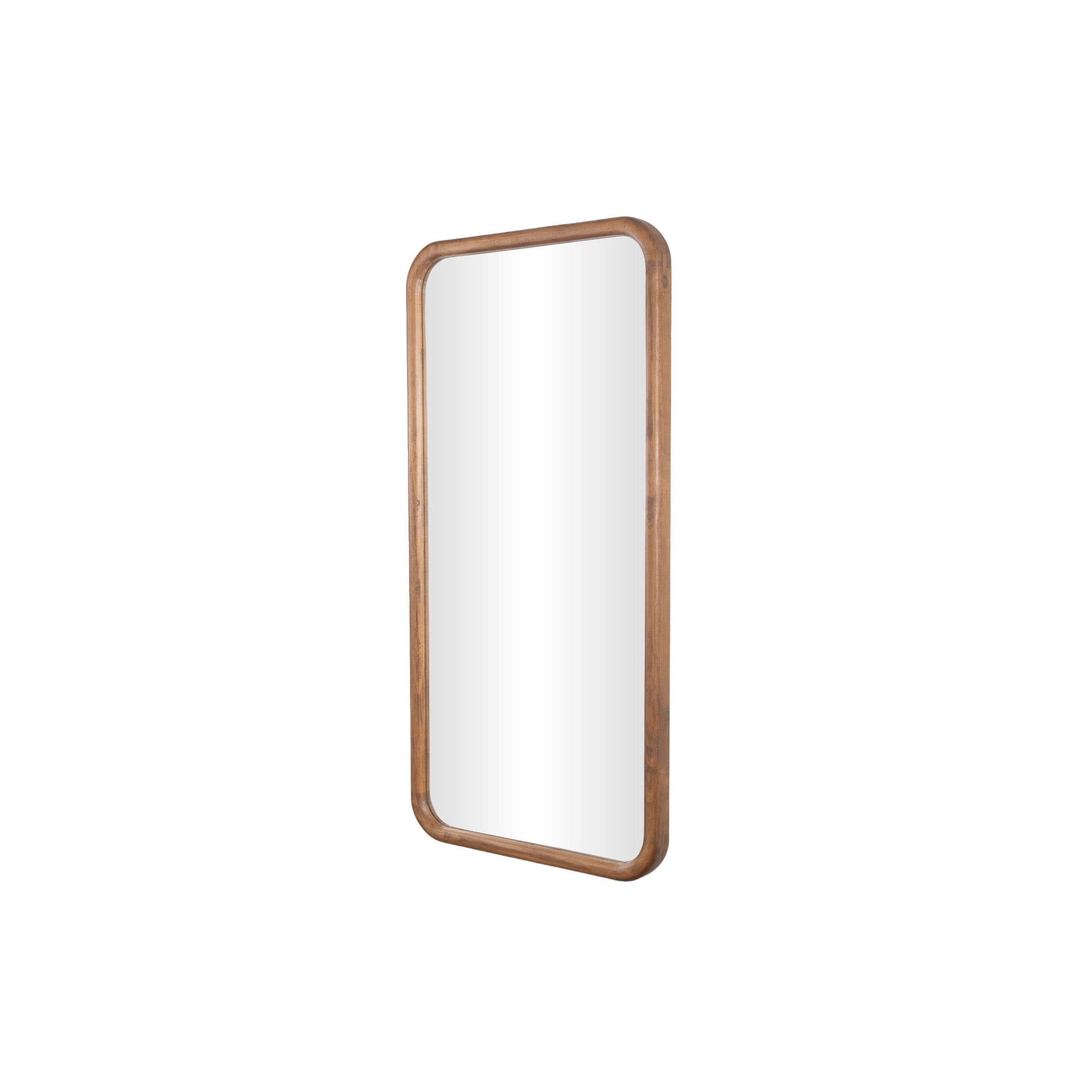 DecMode 24" x 47" Brown Handmade Wall Mirror with Natural Wood Grain and Deep Set Frame