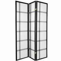 6 ft. Tall Double Cross Shoji Screen - Black - 3 Panels