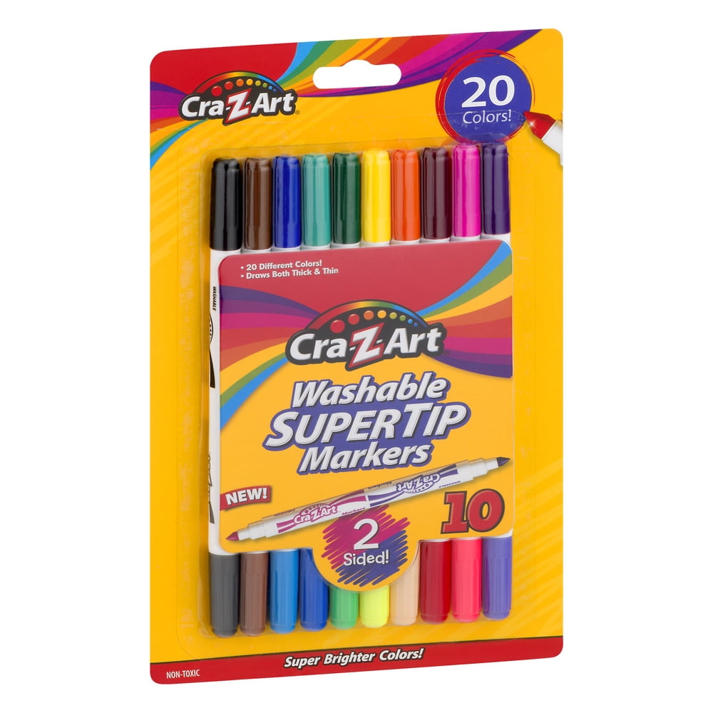 Cra-Z-Art Washable Supertip Markers, Broad/Fine Bullet Tip, Assorted Colors, 64/Set