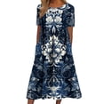 thumbnail image 2 of Women's Summer Casual Dresses Plus Size Round Neck Zipper Floral Print Dress, 2 of 7