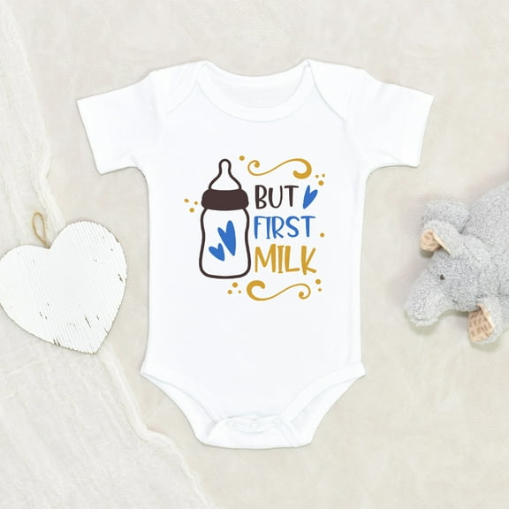 Newbabywishes - But First Milk Pun Baby Clothes for Boys and Girls - Breastfeeding Baby Clothes