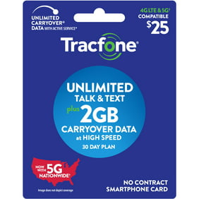 Tracfone $25 Smartphone Unlimited Talk & Text 30-Day Prepaid Plan (2GB at high speeds) e-PIN Top Up (Email Delivery)