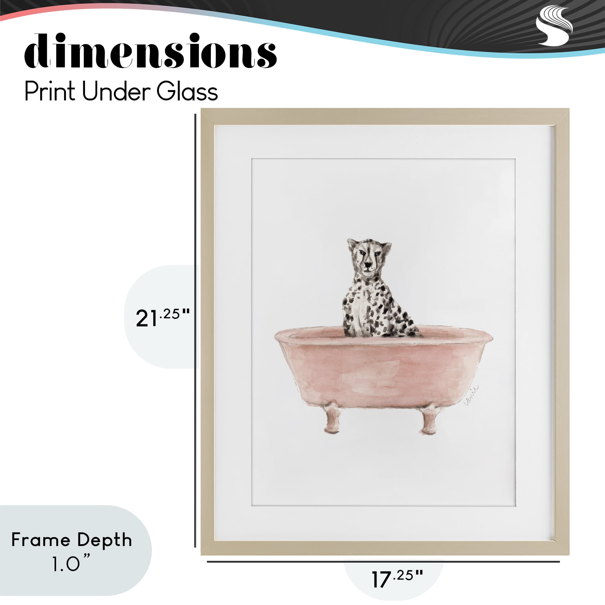 Stupell Industries Cheetah in Pink Tub Birch Framed Print Under Glass, design by Lanie Loreth