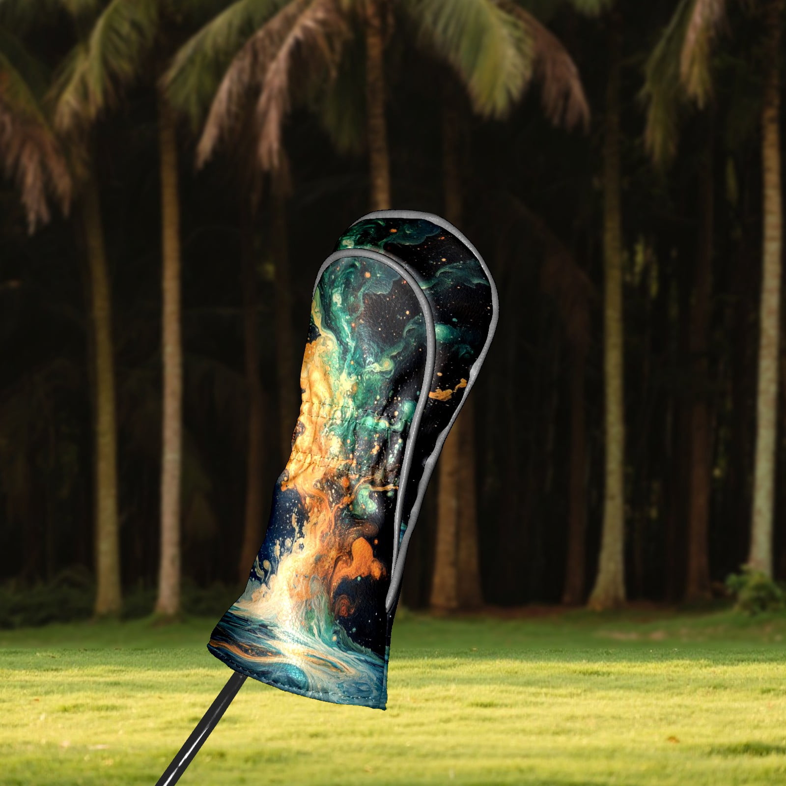Golf Head Covers - Oil Painting Style Design, Premium Waterproof PU Leather, Plush Lining, Fits Driver/Hybrid, Artistic Golf Gift