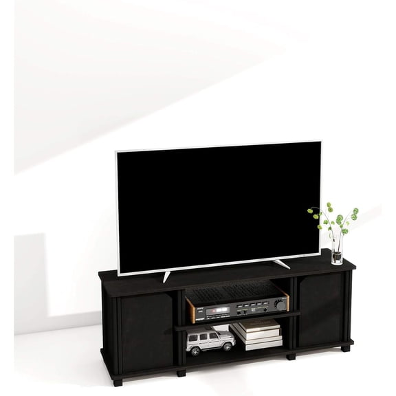 Engineered Wood Black Modern TV Stand, Minimalist Entertainment Center for TVs Up to 45"