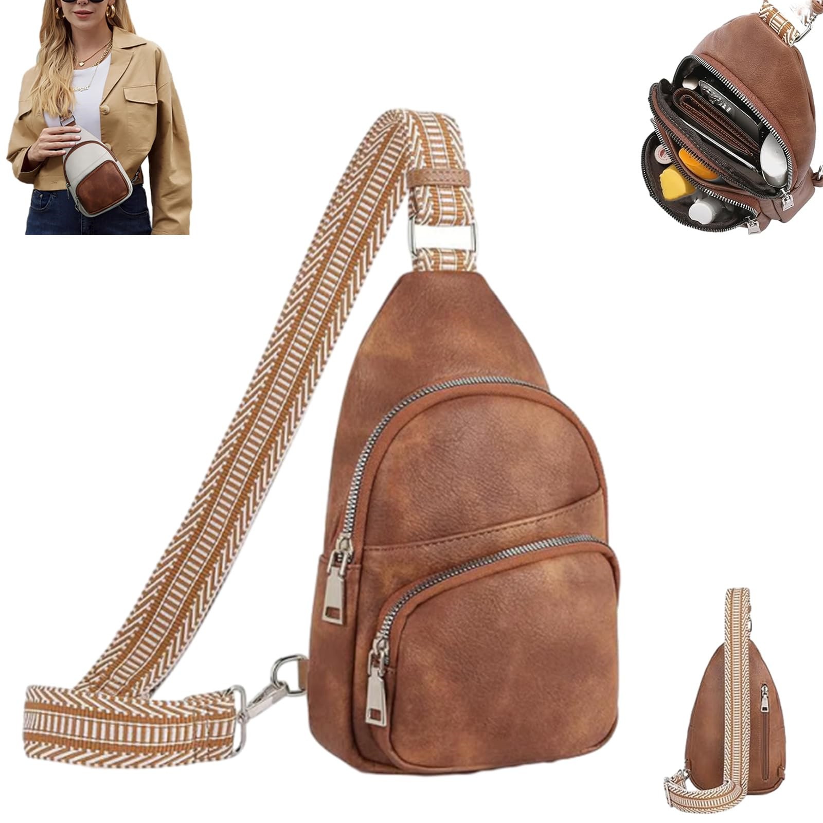 HMSHA Crossbody Bags for Women Men Trendy Sling Bag Casual Chest Bag with Convertible Shoulder Strap Large Capacity Anti Solid Color Crossbody Bag For Daily Travel Anti Theft Crossbody Bag