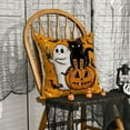 thumbnail image 2 of Sm:)e Black Cat Ghost Jack-O'-Lantern Halloween Throw Pillow Cover 18x18 Inch, Orange, 2 of 6