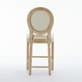thumbnail image 5 of Hassch Set of 2 French Country Bar Stools, Solid Wood Counter Chairs with Fabric Upholstered Back & Thick Padded Seat, 25.96"H Seat Height, Beige, 5 of 8
