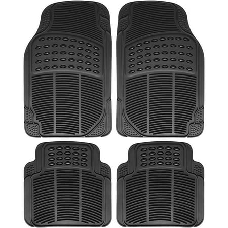 OxGord 4-Piece Full Set Ridged Heavy Duty Rubber Floor Mats, Universal Fit Mat for Car, SUV, Van & Trucks, Front & Rear, Driver & Passenger Seat,