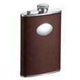 thumbnail image 1 of Visol Kenton Brown Leather Flask with Oval Plate - 8 ounce, 1 of 1
