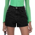 thumbnail image 1 of Pantalones cortos Onlypuff Jean Shorts vaqueros de cintura alta negros para mujer, 1 of 4