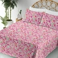 thumbnail image 3 of Ambesonne Floral Themed Fitted & Flat Sheet with Shams 4 Pcs Set, Dreamy Watercolor Art, Queen, Mint Green Hot Pink Rose, 3 of 5