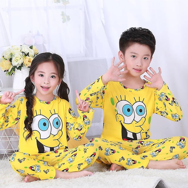 Conjunto de pijamas de dibujos animados para niños, niñas y niños, pijamas largos, ropa de dormir, ASpongeBob4-5 años esquí esquí Gafas de esquí