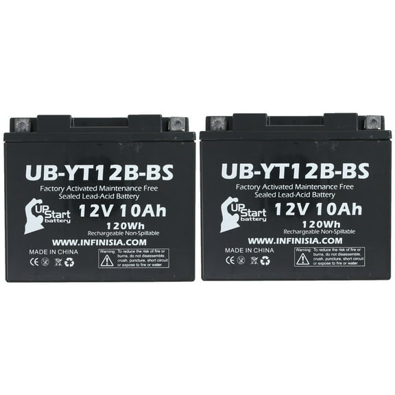 2-Pack UB-YT12B-BS Battery Replacement for 2018 Ducati Monster 821 CC Motorcycle - Factory Activated, Maintenance Free, Motorcycle Battery - 12V, 10AH, UpStart Battery Brand