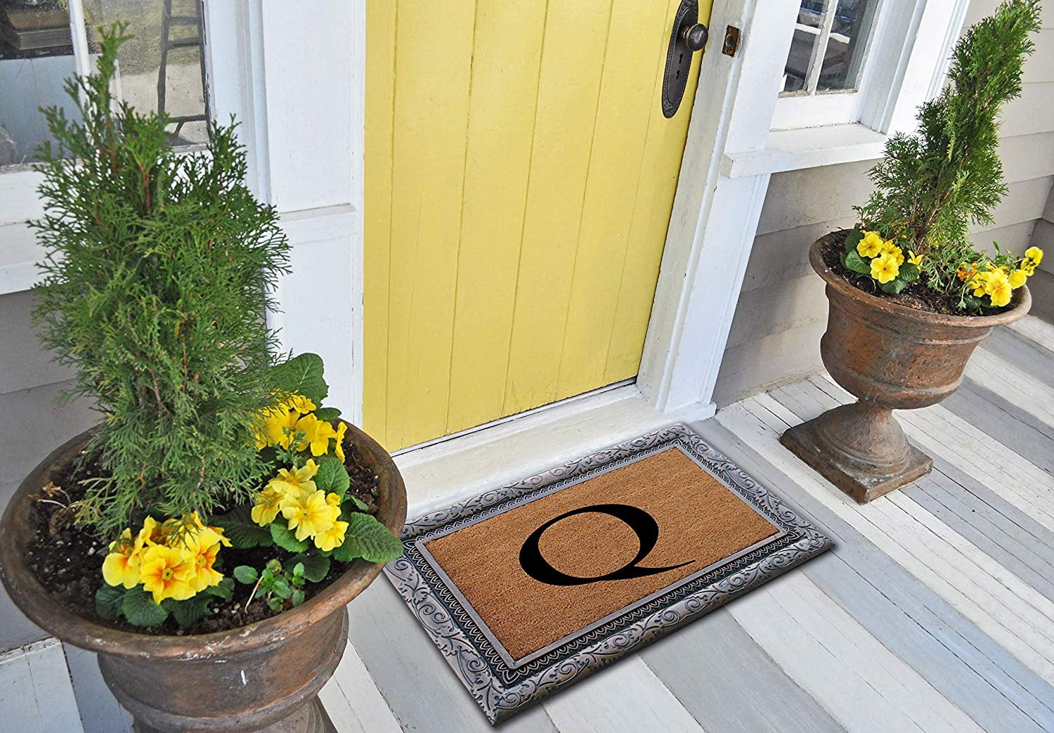 A1HC First Impression Rubber and Coir Albena 24" X 36" Bronze Finished Heavy Duty Monogrammed Doormat