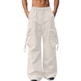 thumbnail image 2 of Smsaxvxz Men's Baggy Cargo Pants Trendy Casual Elastic Waist Drawstring Loose Fit Joggers Pant with Pockets Beige XL, 2 of 8
