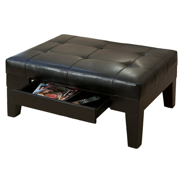 Chatham Dark Espresso Bonded Leather Storage Ottoman Walmart Com Walmart Com