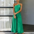 thumbnail image 6 of HongQid Jumpsuits For Women Dressy Sleeveless One Shoulder Wide Leg Rompers With Pockets Summer Outfits, 6 of 9