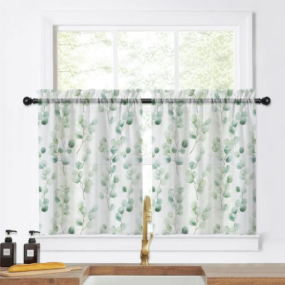 LALILO Semi-sheer Linen 27"w Cafe Curtain