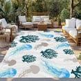 thumbnail image 2 of Jellyfish Coral Coastal Outdoor Rug 3x5 Ft - Reversible Patio Rug Outdoor Camping Rugs, Nautical Summer Beach Ocean Sea Indoor Outdoor Area Rugs, Non-Slip Outdoor Carpet Runner for Deck/Porch, 2 of 8