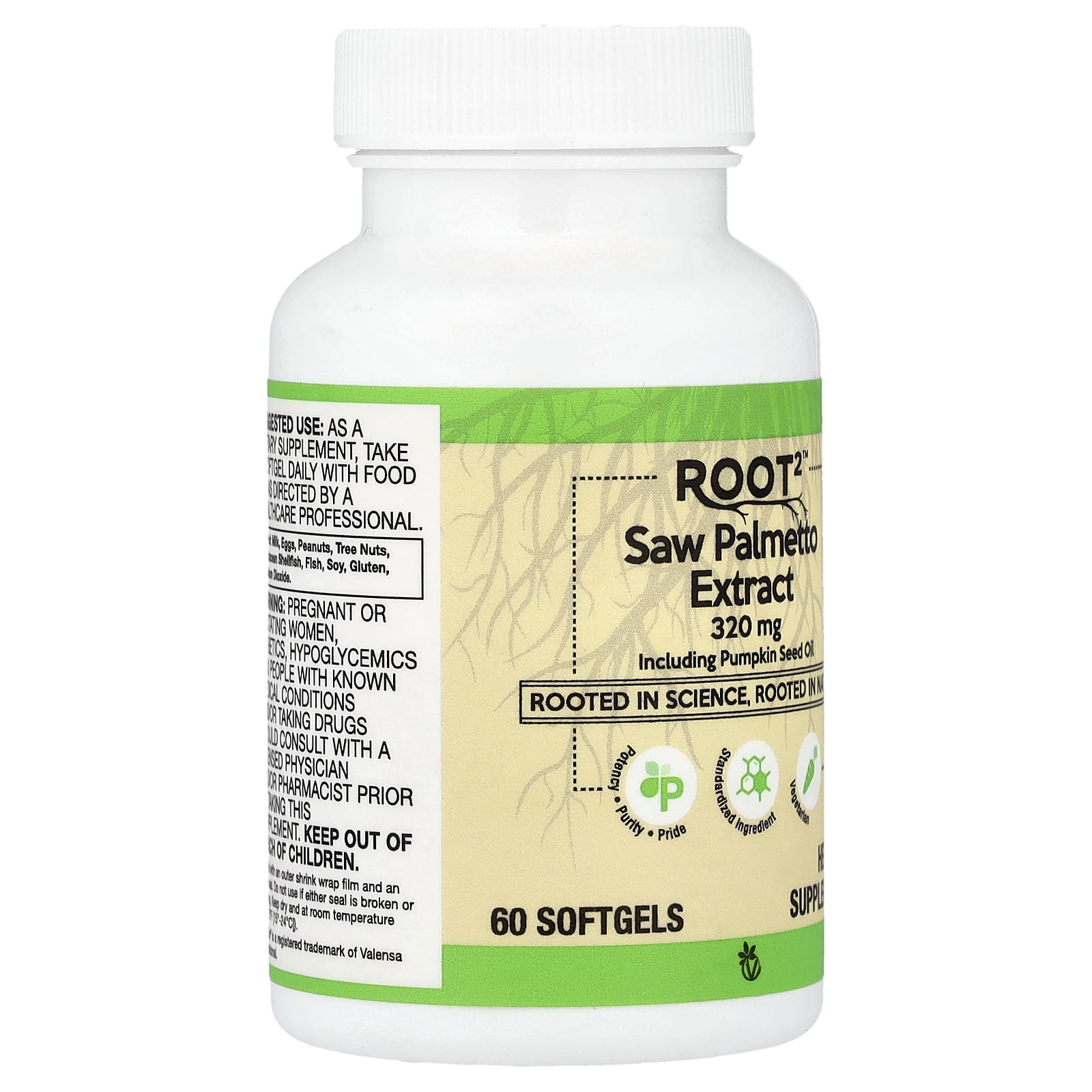 Vitacost Root2™, Saw Palmetto Extract Including Pumpkin Seed Oil, 60 Softgels