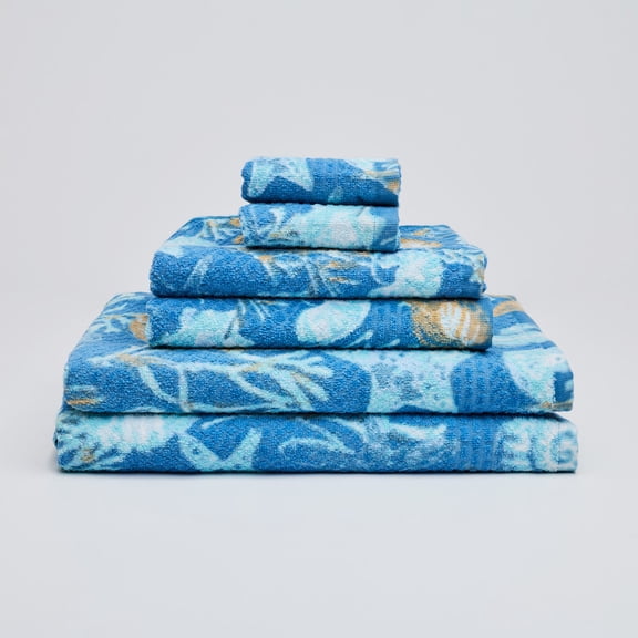 Ocean Waves t 6-Piece 100% Cotton Printed Towel Set