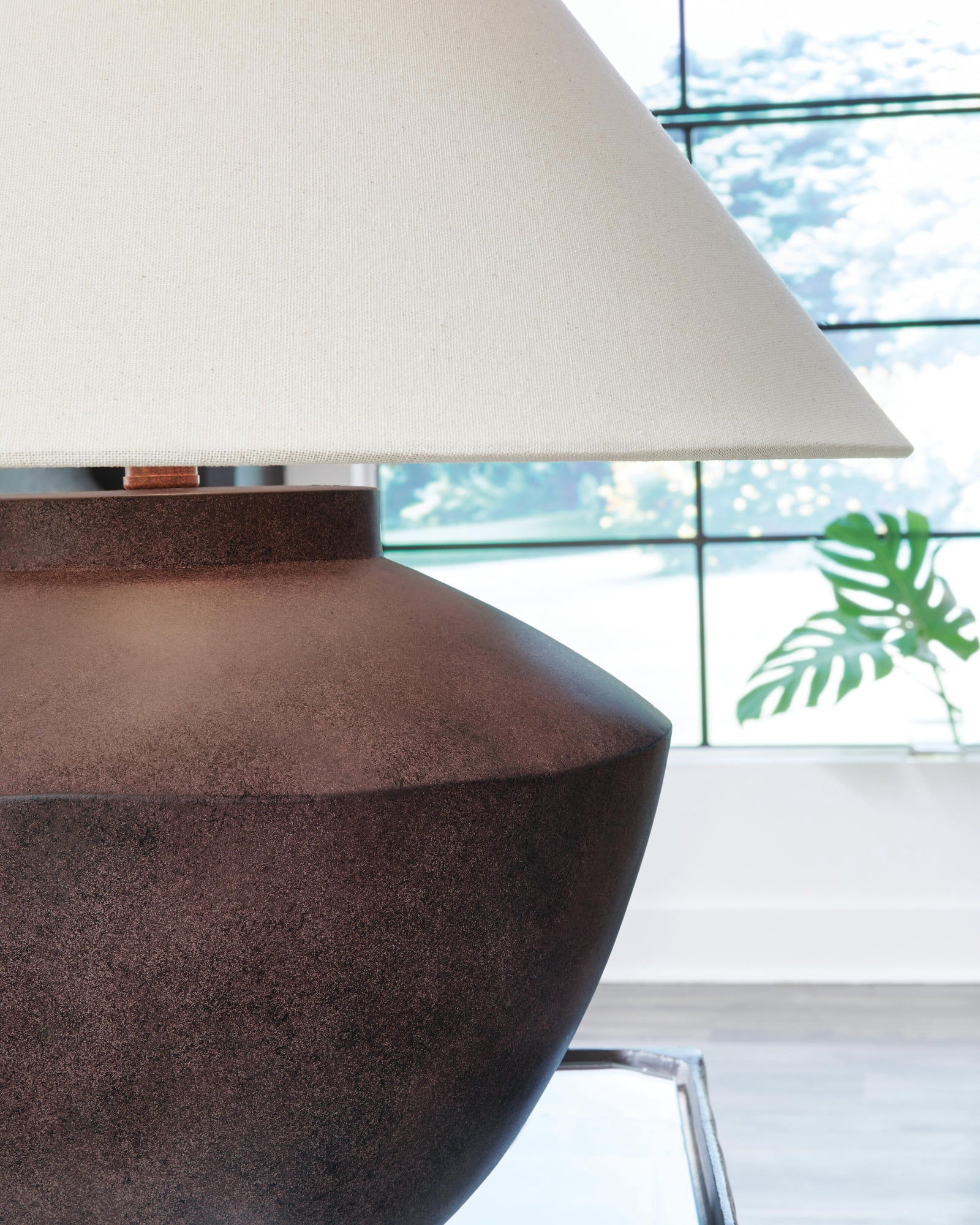 Signature Design by Ashley Honsworth Poly Table Lamp, Antique Red-Brown Finish, Empire Shade