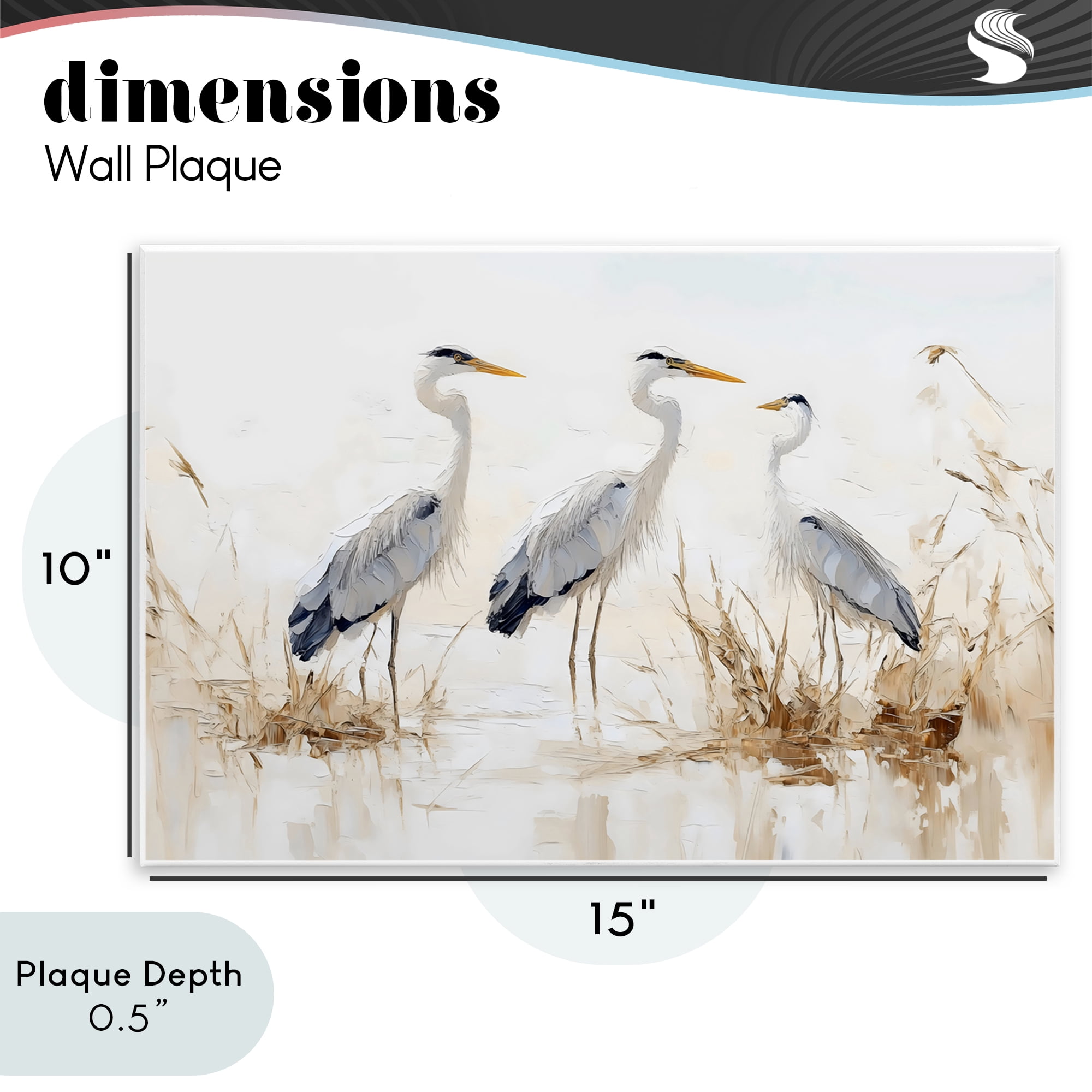 Stupell Industries Neutral Blue Herons in Reeds Wall Plaque Art, design by LSR Design Studio