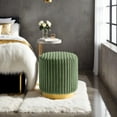 thumbnail image 2 of Furniture of America Vena Modern 16" Upholstered Round Stool, Green and Gold, 2 of 8