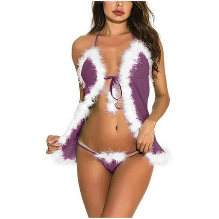 

Fengqque Women s Home Underwear Christmas Erotic Lingerie Gold Velvet Stitching Sexy Lingerie Set