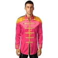 thumbnail image 3 of YIZYIF Mens Halloween Sergeant Pepper Costume Medieval Rock Man Icon Jacket Long Sleeve Satin Coat Outerwear Hot Pink XL, 3 of 7