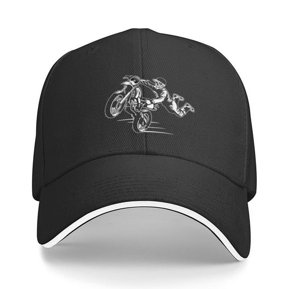 Motorcycle Print Baseball Cap Adjustable Strap for Running Workouts and Outdoor Activities All Seasons,Adult One Size Fits All