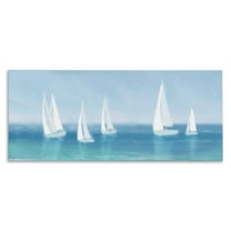 Stupell Industries White Sail Boats across Soft Blue Coast,20 x 48,Designed by Dan Meneely
