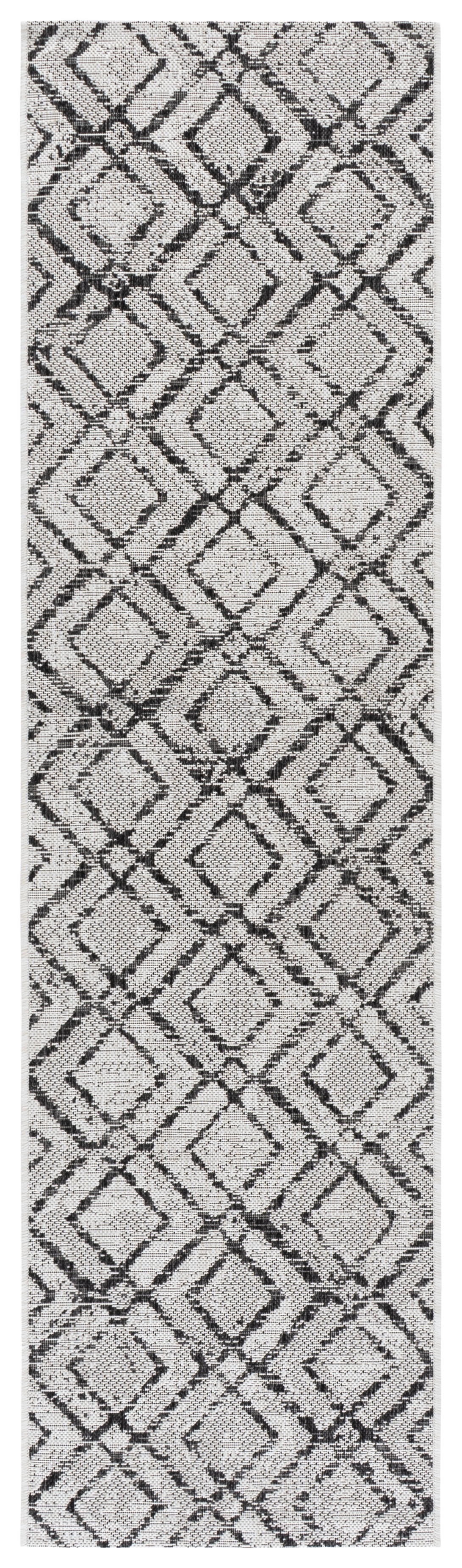 Safavieh Courtyard Alexa Geometric Indoor/Outdoor Runner Rug, Ivory/Black, 2'3" x 8'